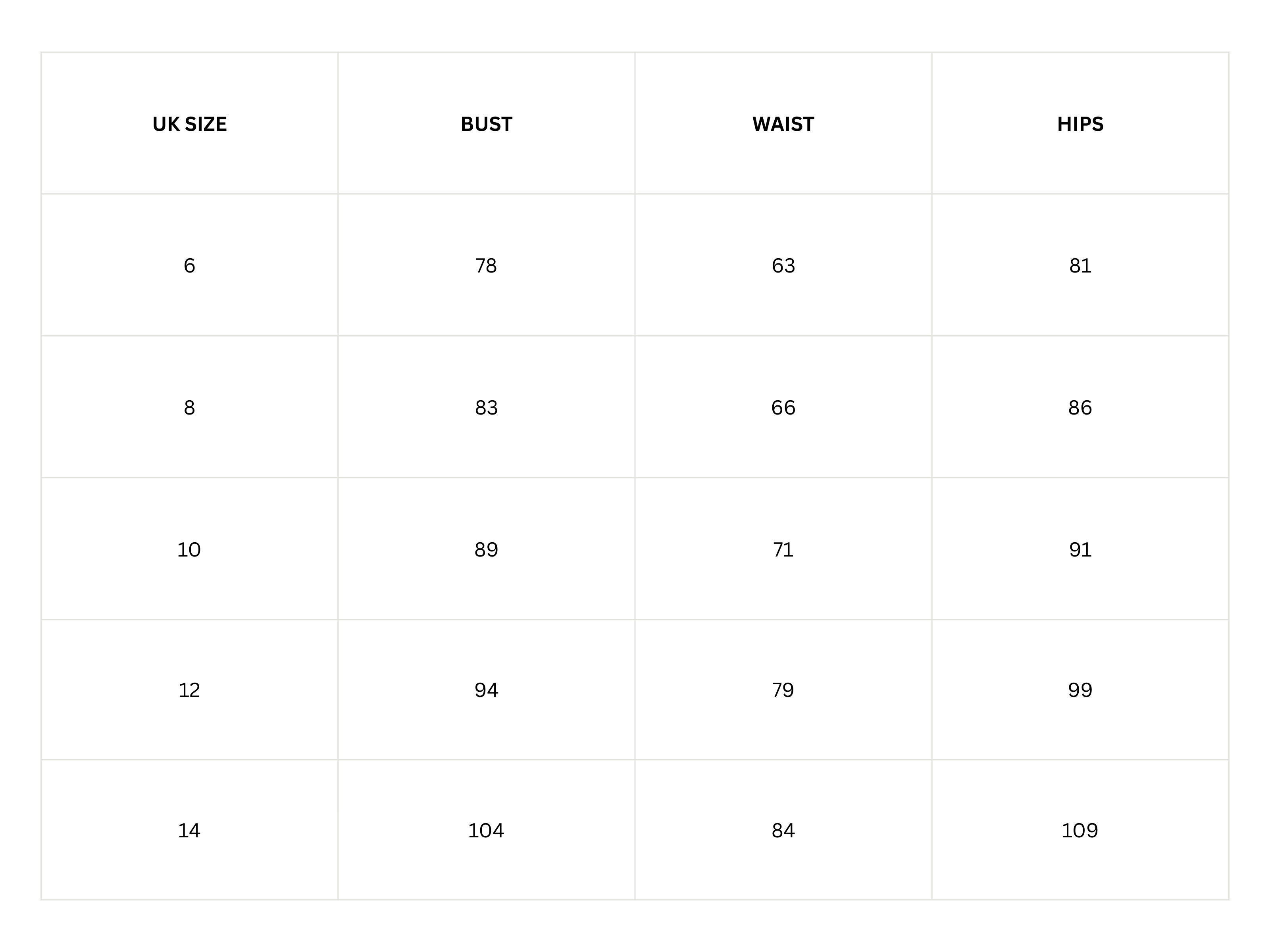 Size guide (cm)